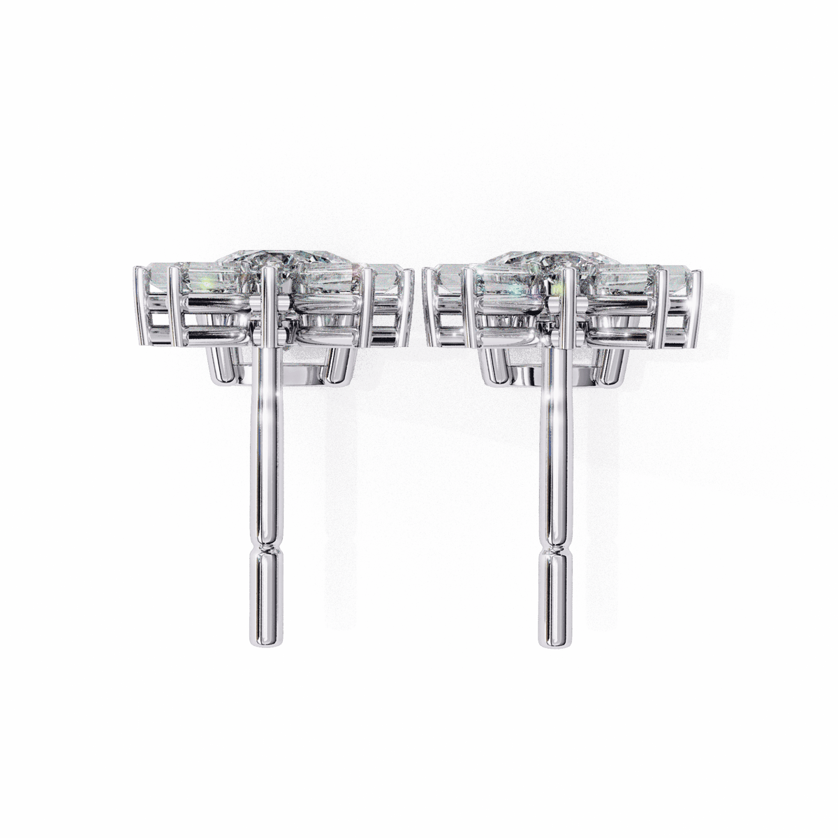 0.9 Carat Baguette & Round Drop Earrings in Moissanite | House of Estara