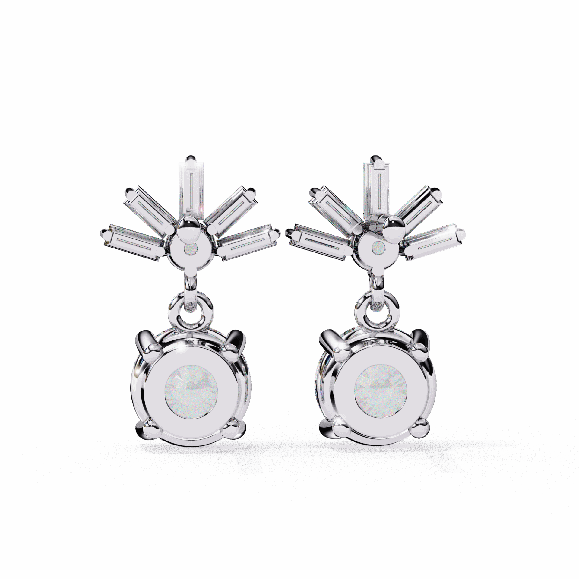 0.9 Carat Baguette & Round Drop Earrings in Moissanite | House of Estara