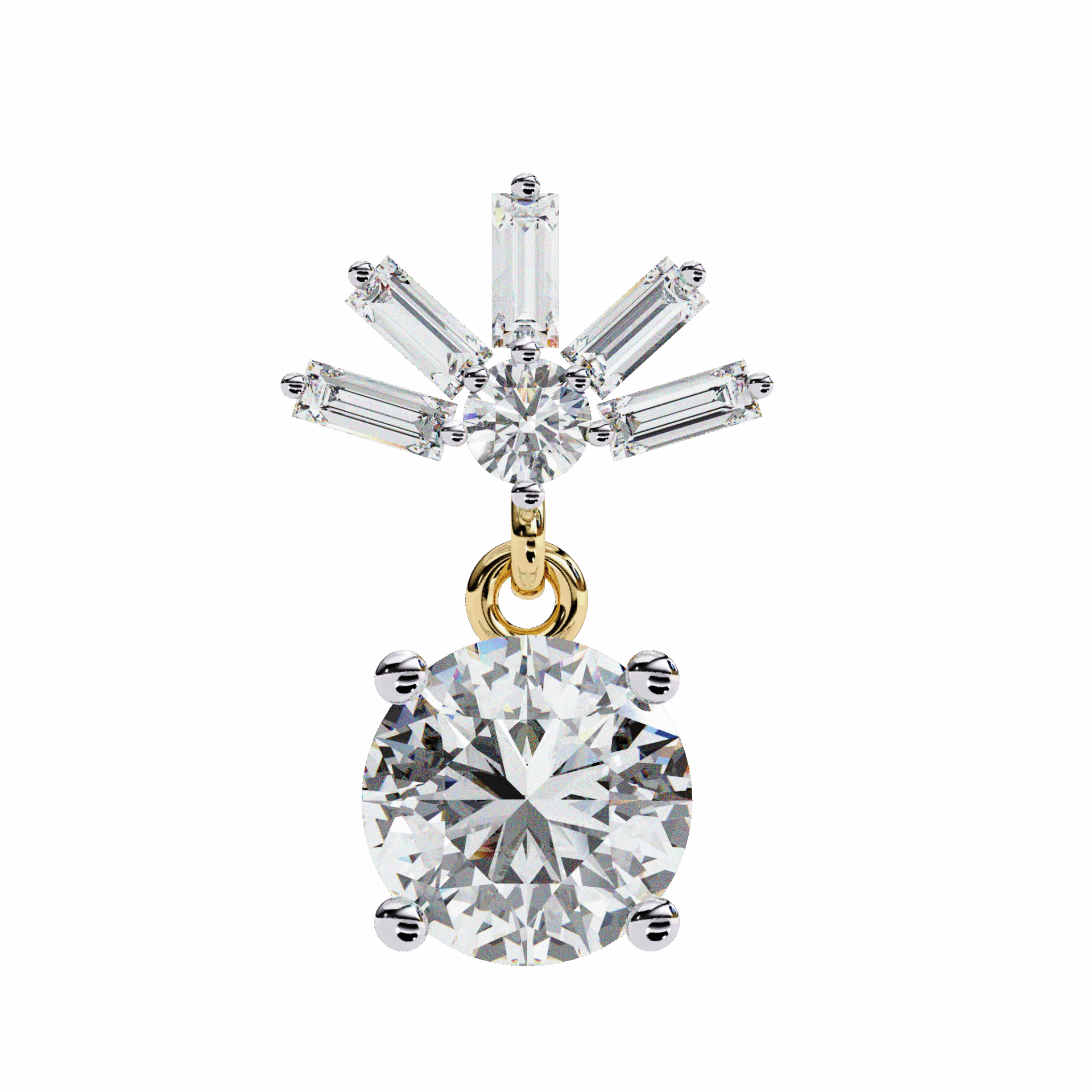0.9 Carat Baguette & Round Drop Earrings in Moissanite | House of Estara
