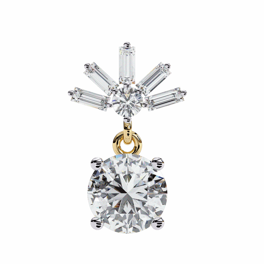 0.9 Carat Baguette & Round Drop Earrings in Moissanite | House of Estara