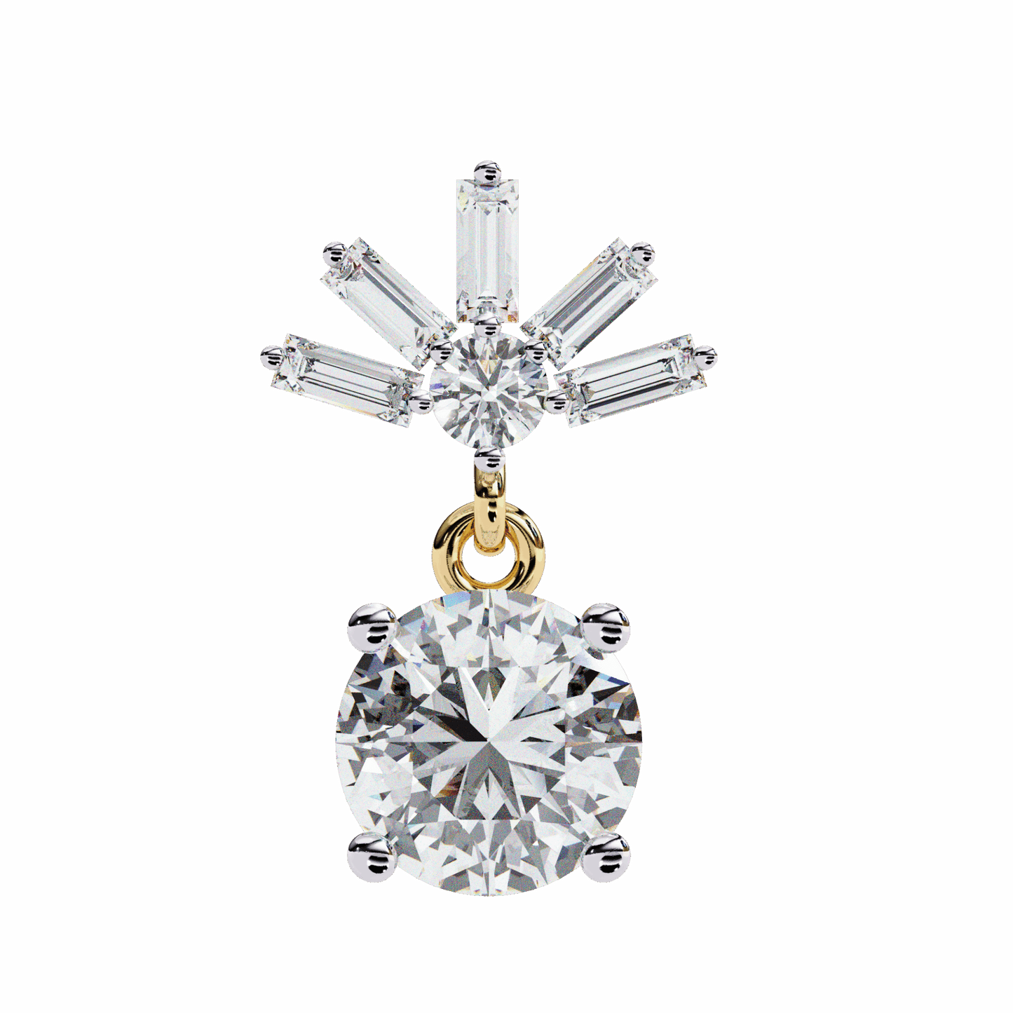 0.9 Carat Baguette & Round Drop Earrings in Moissanite | House of Estara