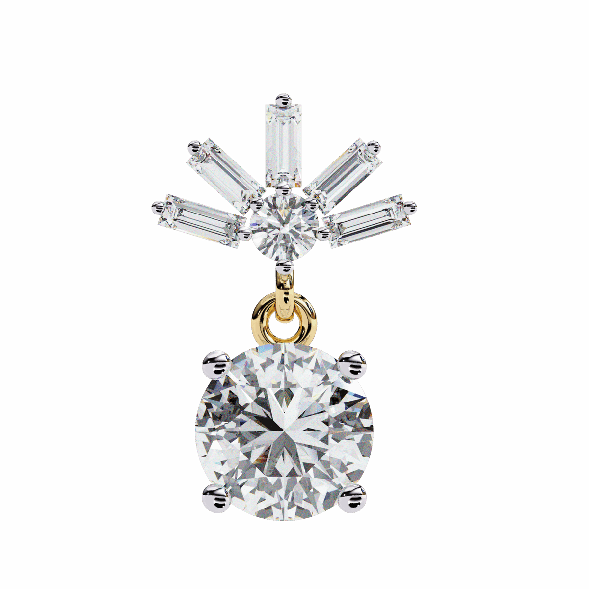 0.9 Carat Baguette & Round Drop Earrings in Moissanite | House of Estara