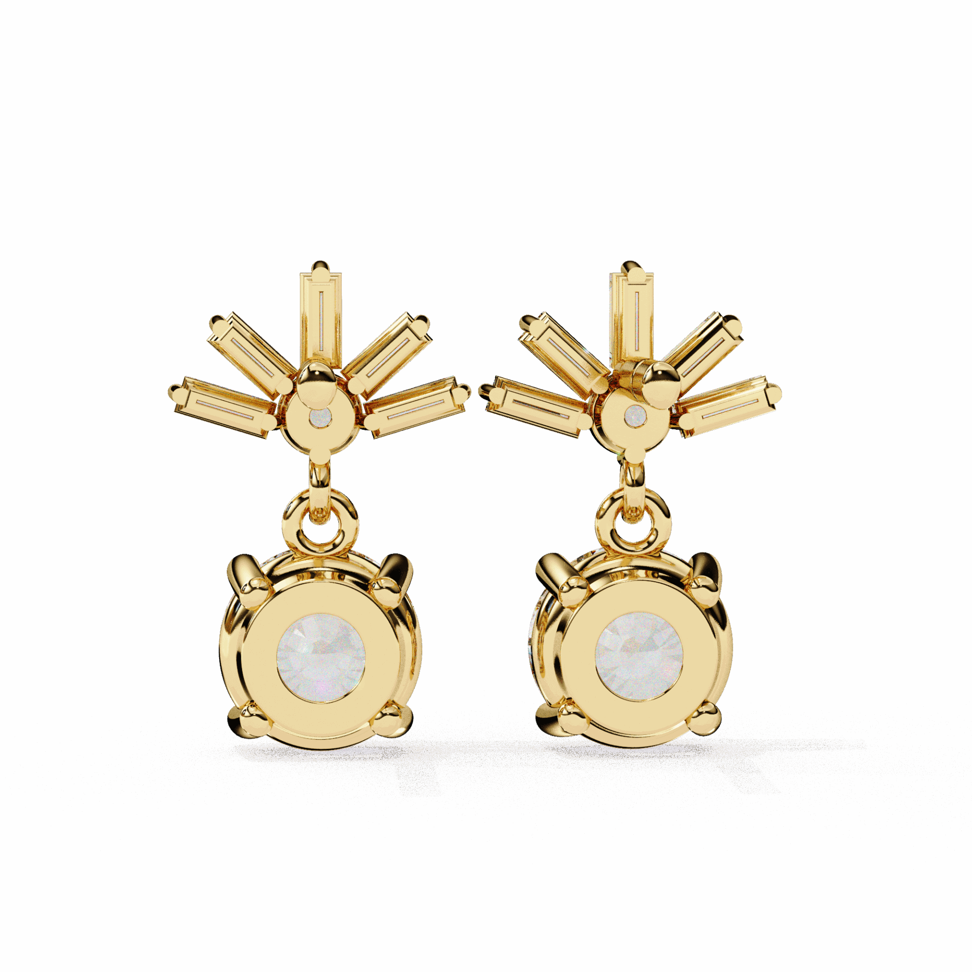 0.9 Carat Baguette & Round Drop Earrings in Moissanite | House of Estara