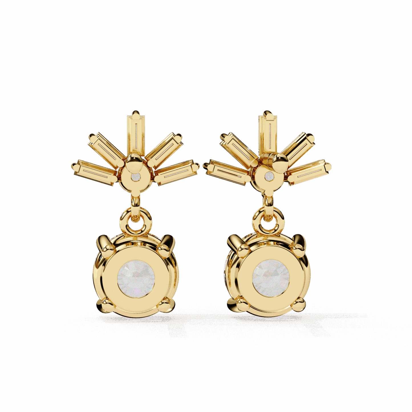 0.9 Carat Baguette & Round Drop Earrings in Moissanite | House of Estara