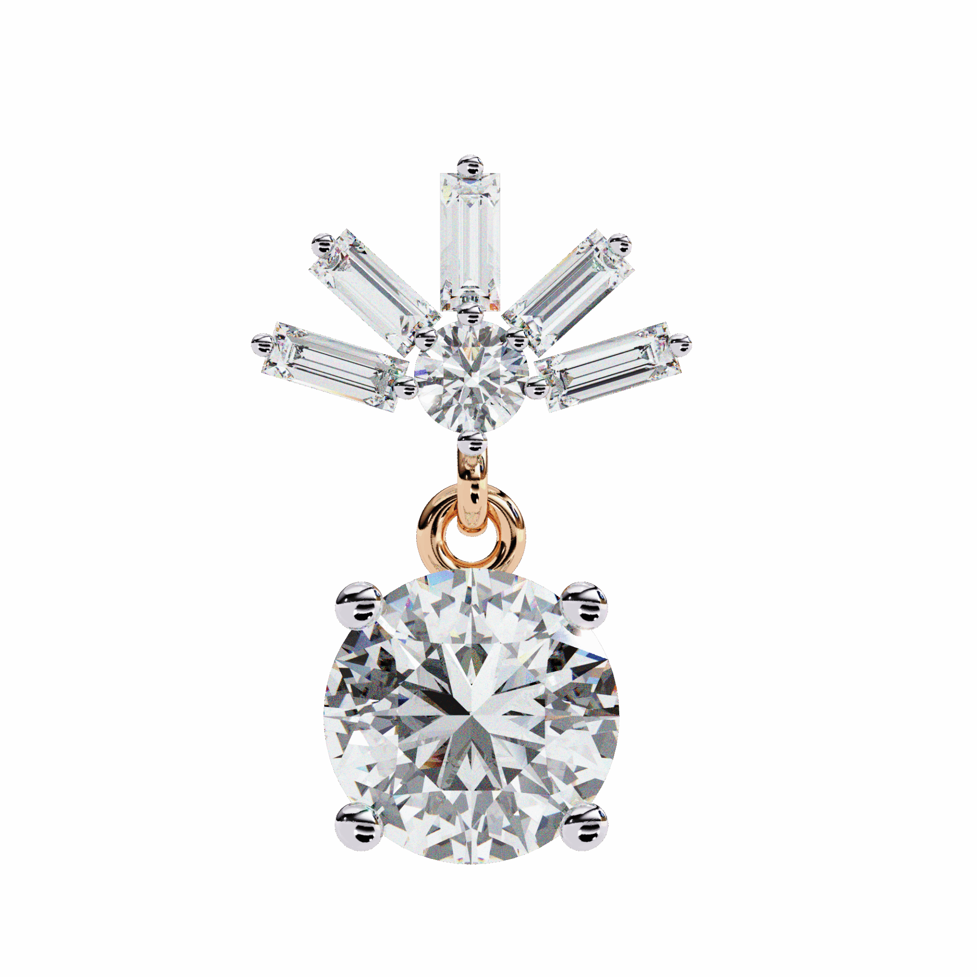 0.9 Carat Baguette & Round Drop Earrings in Moissanite | House of Estara