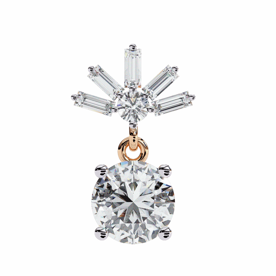 0.9 Carat Baguette & Round Drop Earrings in Moissanite | House of Estara