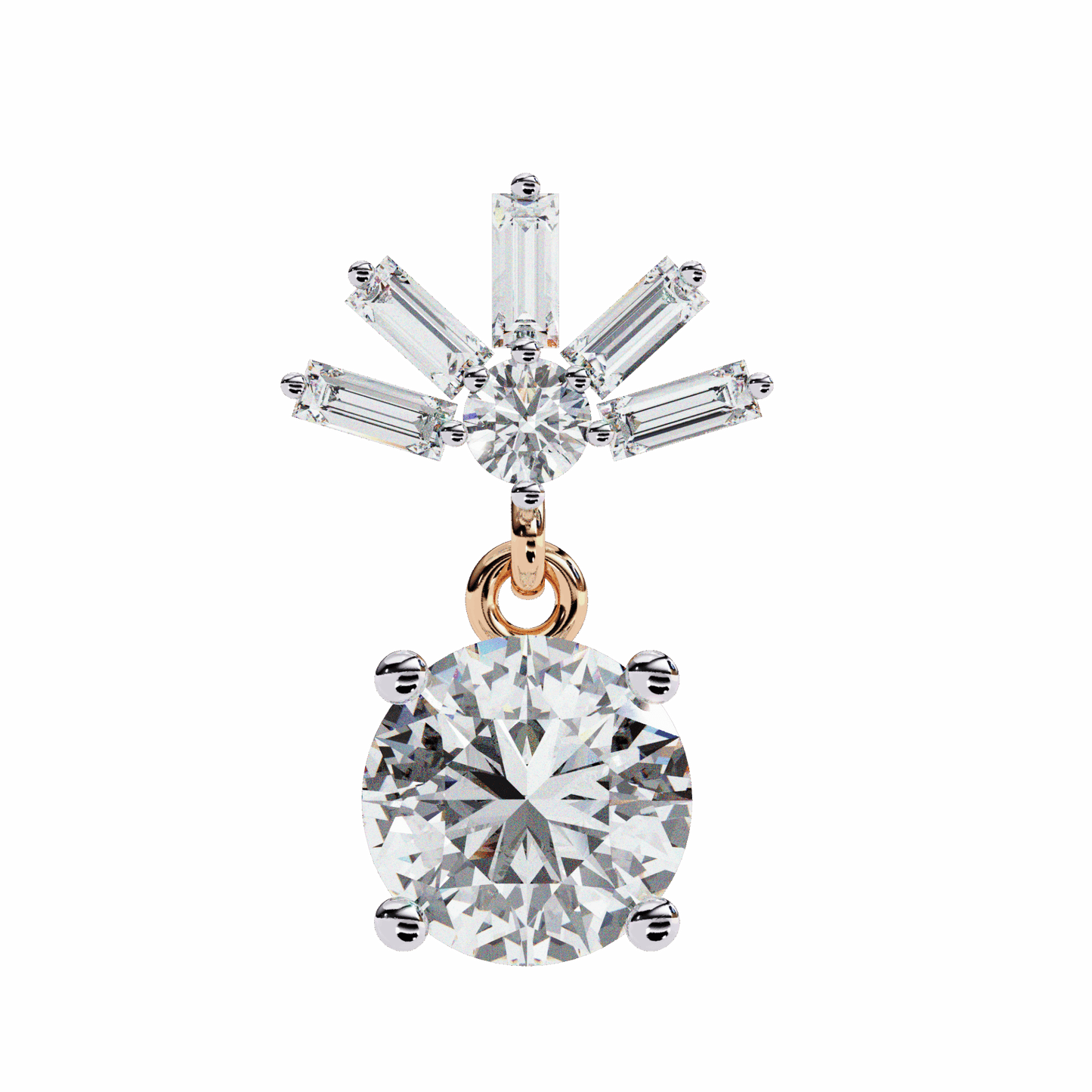 0.9 Carat Baguette & Round Drop Earrings in Moissanite | House of Estara