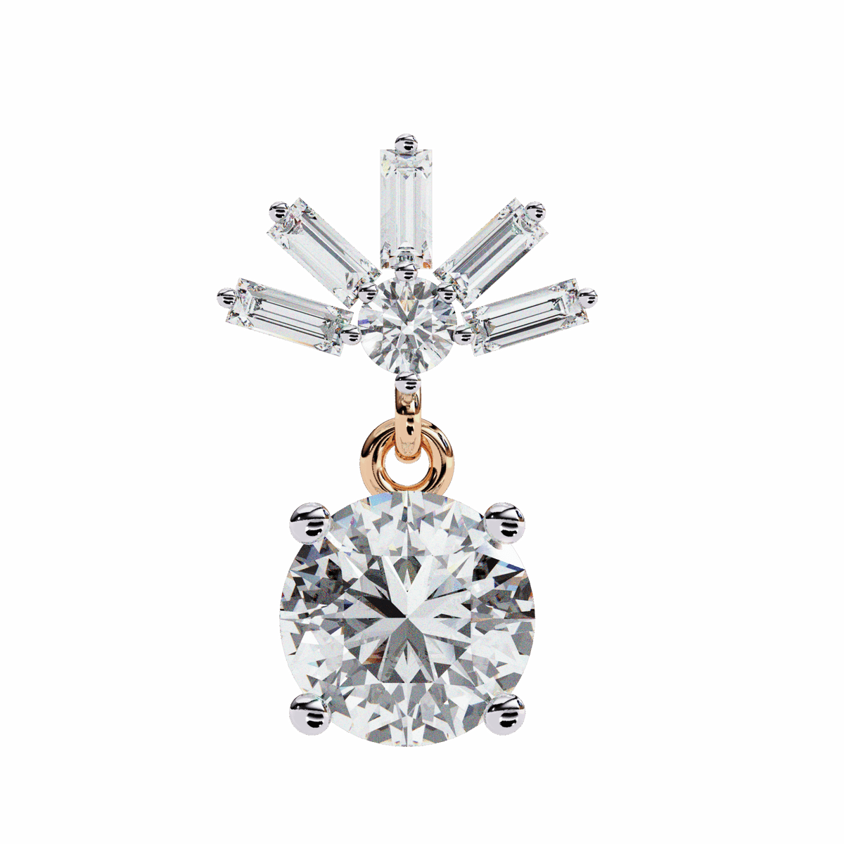 0.9 Carat Baguette & Round Drop Earrings in Moissanite | House of Estara