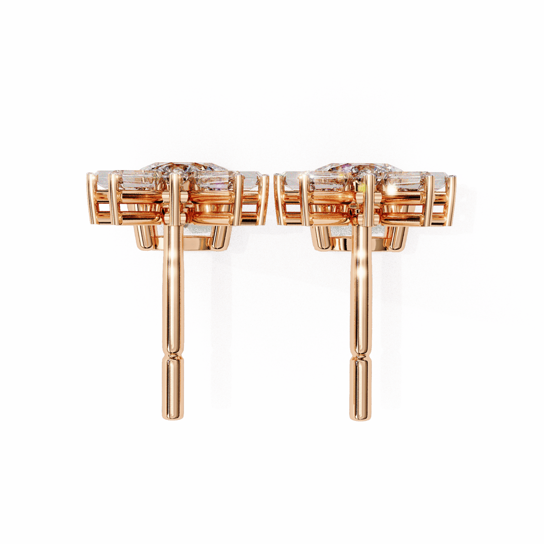0.9 Carat Baguette & Round Drop Earrings in Moissanite | House of Estara