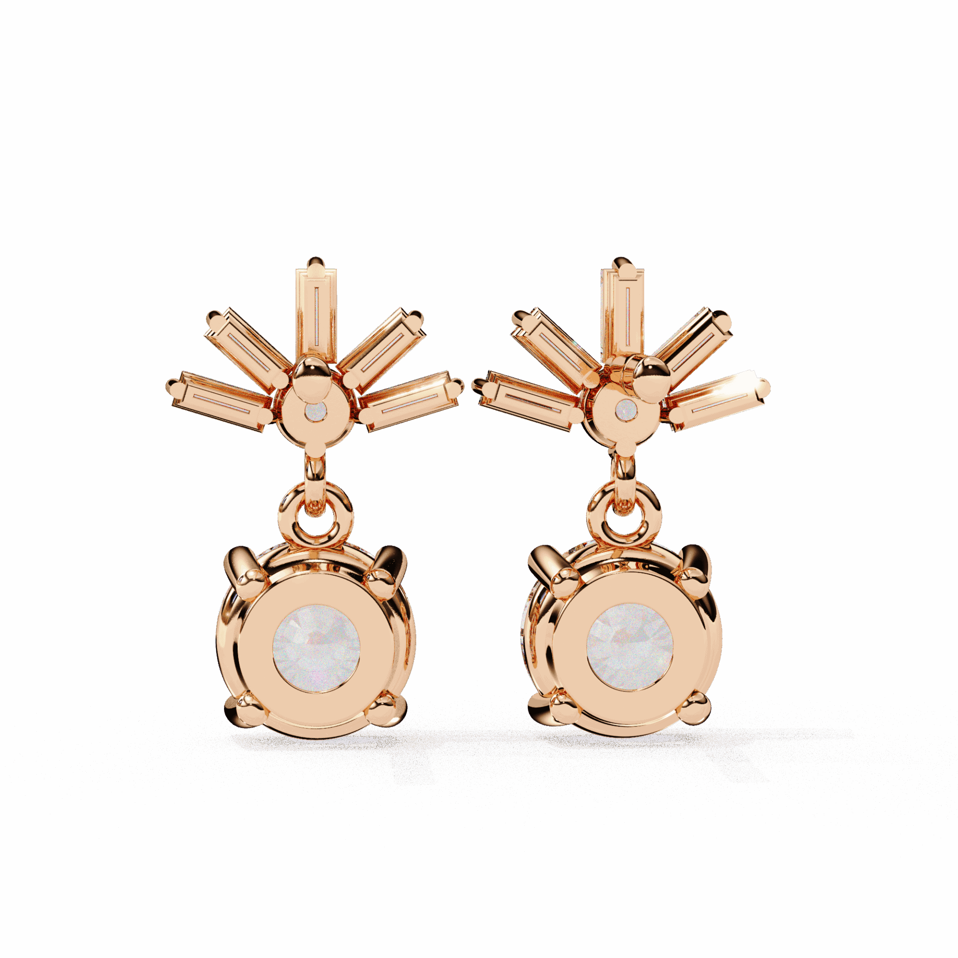 0.9 Carat Baguette & Round Drop Earrings in Moissanite | House of Estara