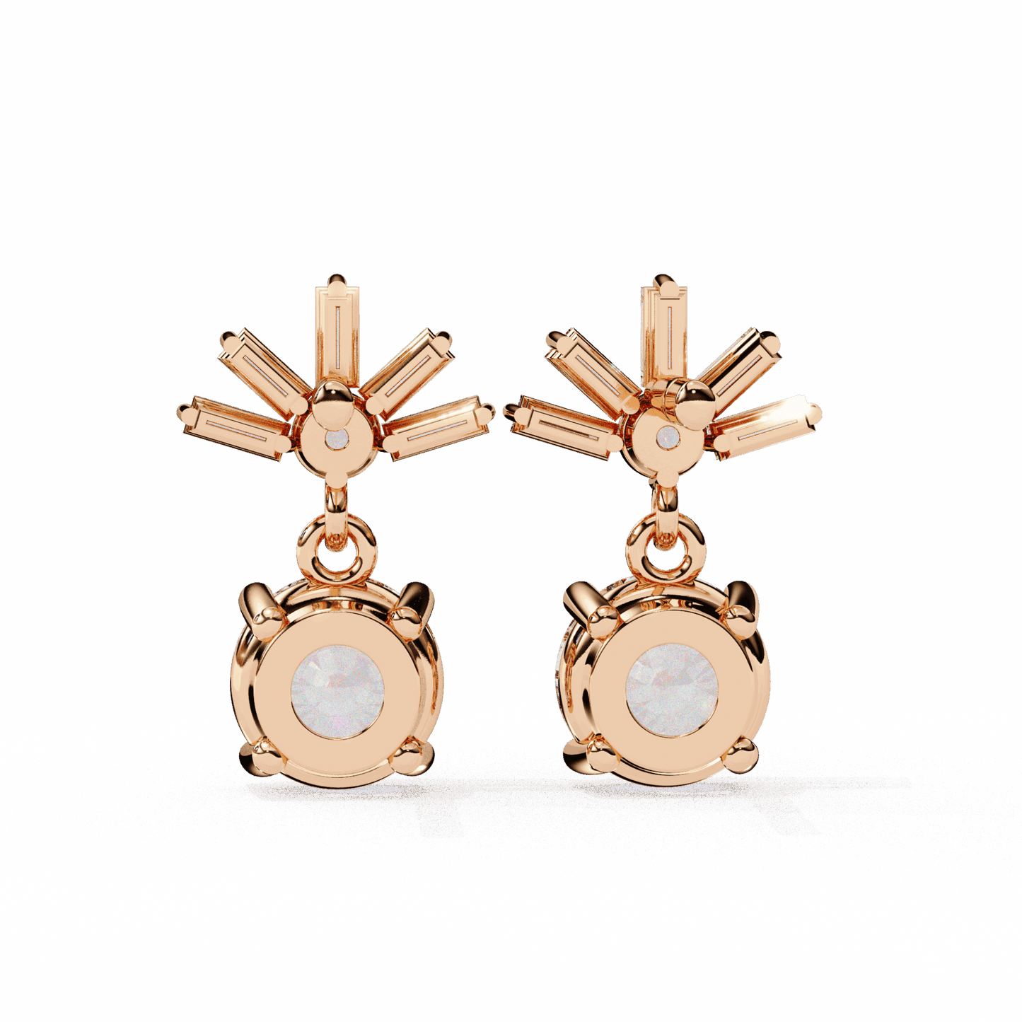0.9 Carat Baguette & Round Drop Earrings in Moissanite | House of Estara