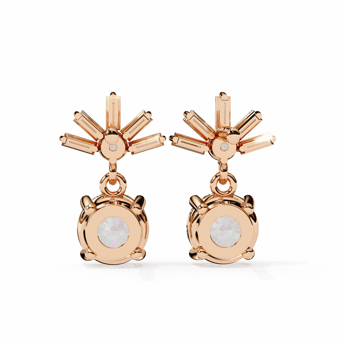 0.9 Carat Baguette & Round Drop Earrings in Moissanite | House of Estara