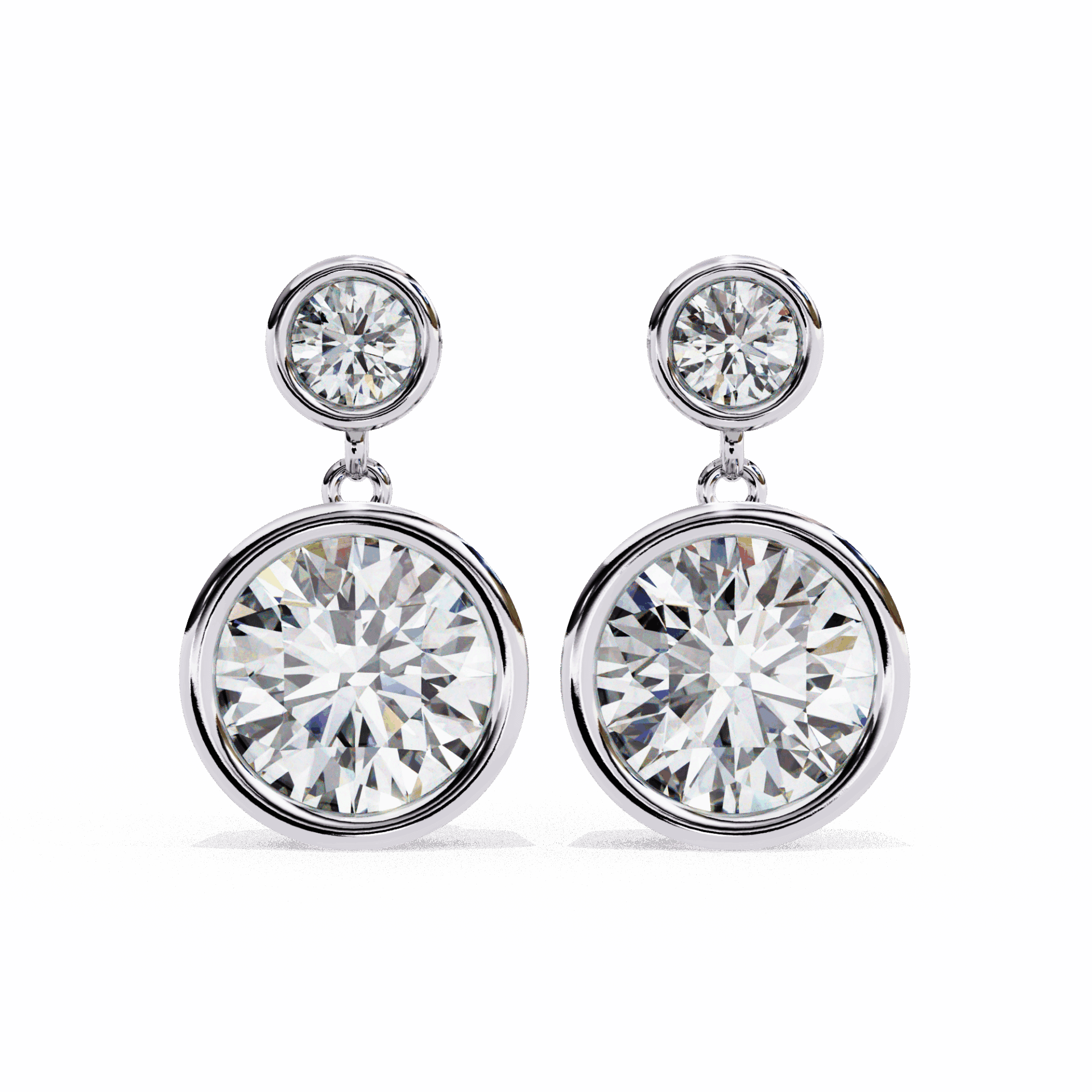 1.75 Carat Twin Round Drop Earrings in Moissanite | House of Estara