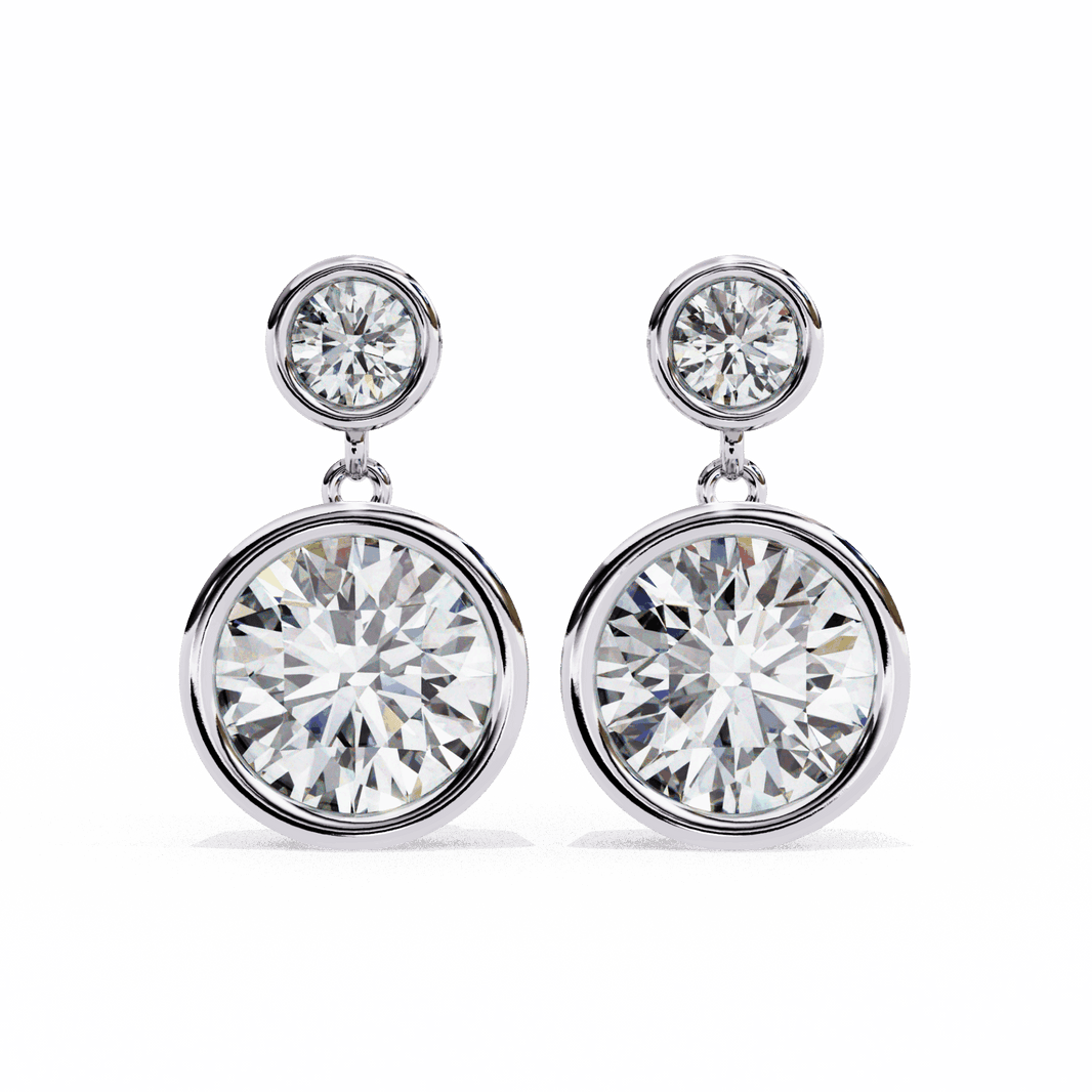 1.75 Carat Twin Round Drop Earrings in Moissanite | House of Estara