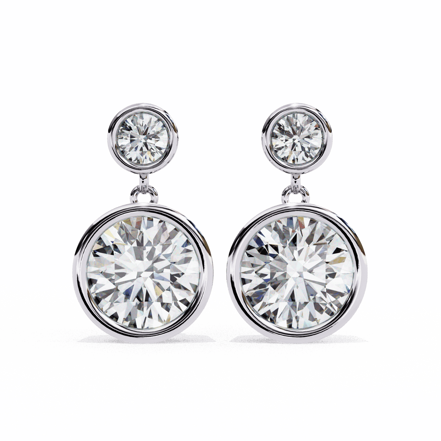 1.75 Carat Twin Round Drop Earrings in Moissanite | House of Estara