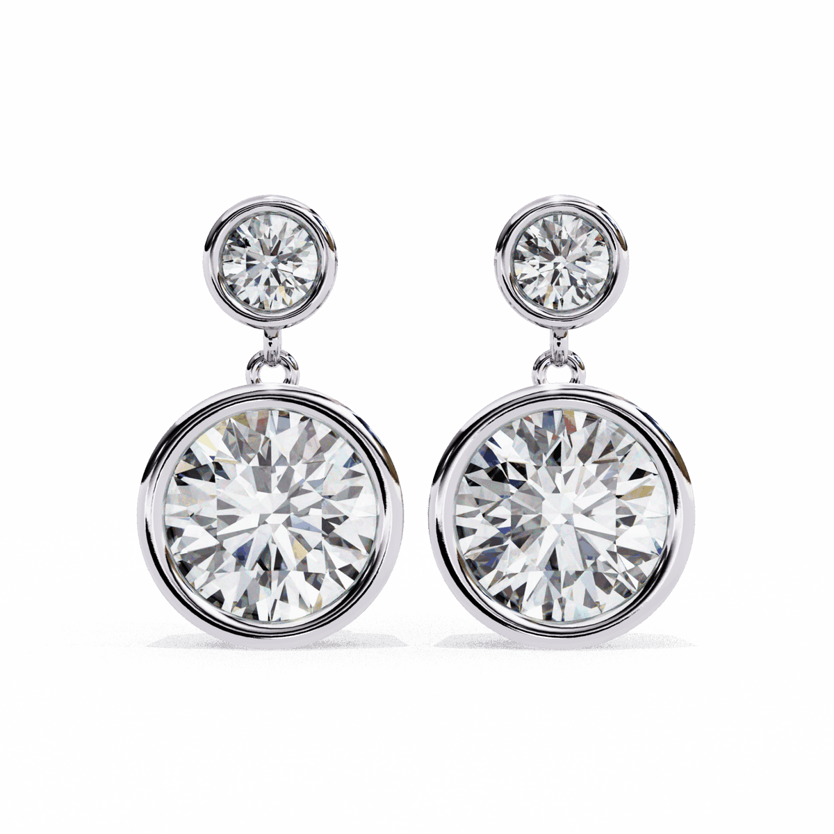 1.75 Carat Twin Round Drop Earrings in Moissanite | House of Estara
