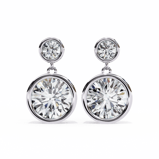 1.75 Carat Twin Round Drop Earrings in Moissanite | House of Estara