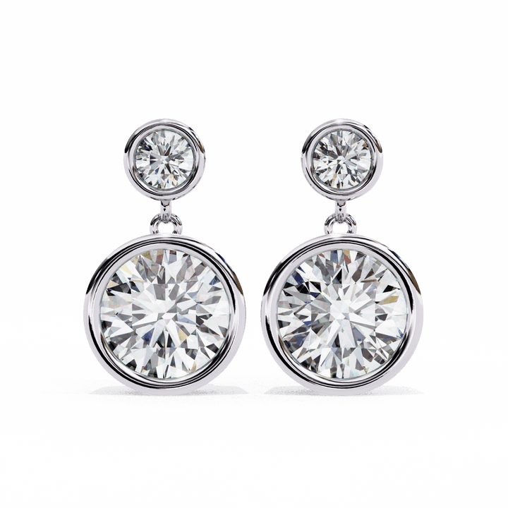 1.75 Carat Twin Round Drop Earrings in Moissanite | House of Estara