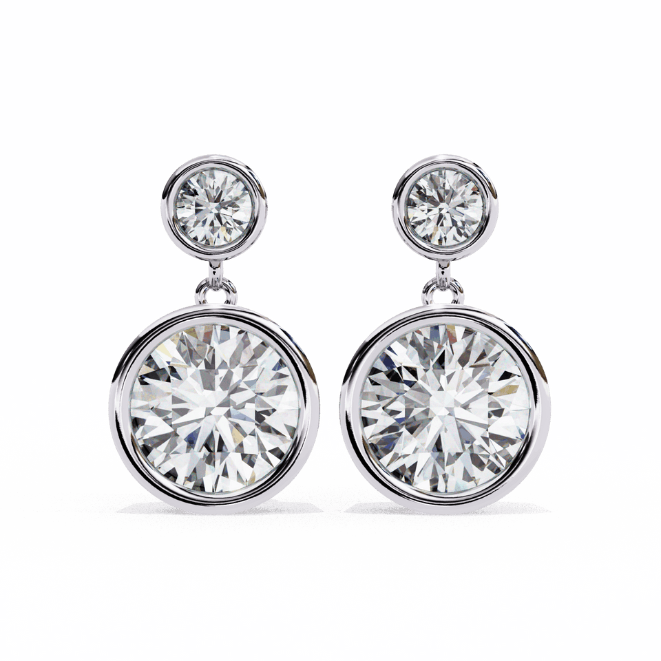 Round Cut Twin Drop Earrings