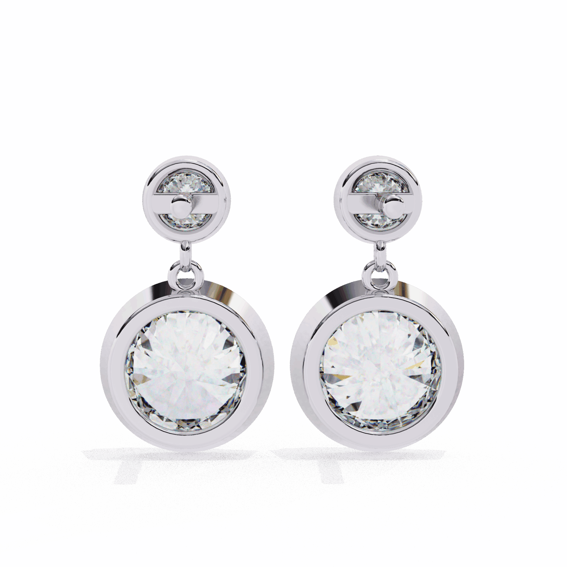 1.75 Carat Twin Round Drop Earrings in Moissanite | House of Estara
