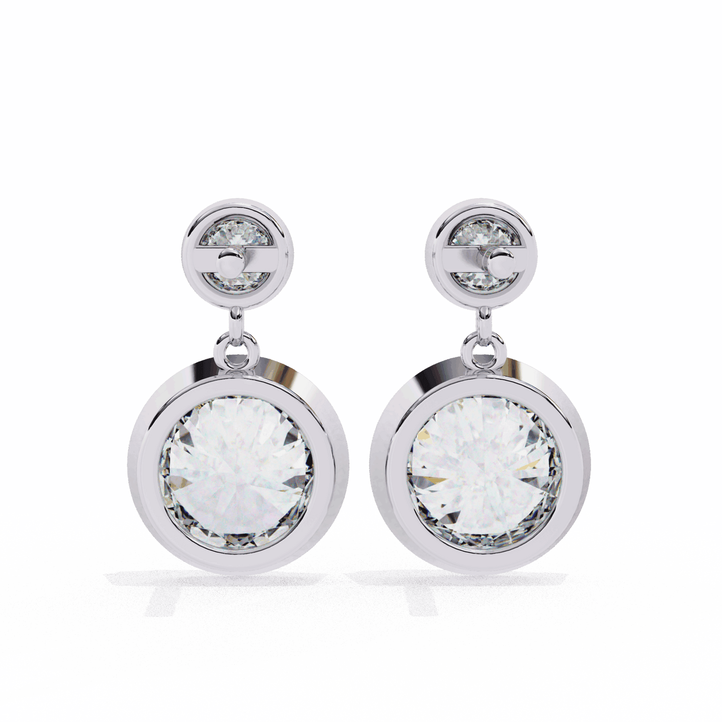 1.75 Carat Twin Round Drop Earrings in Moissanite | House of Estara