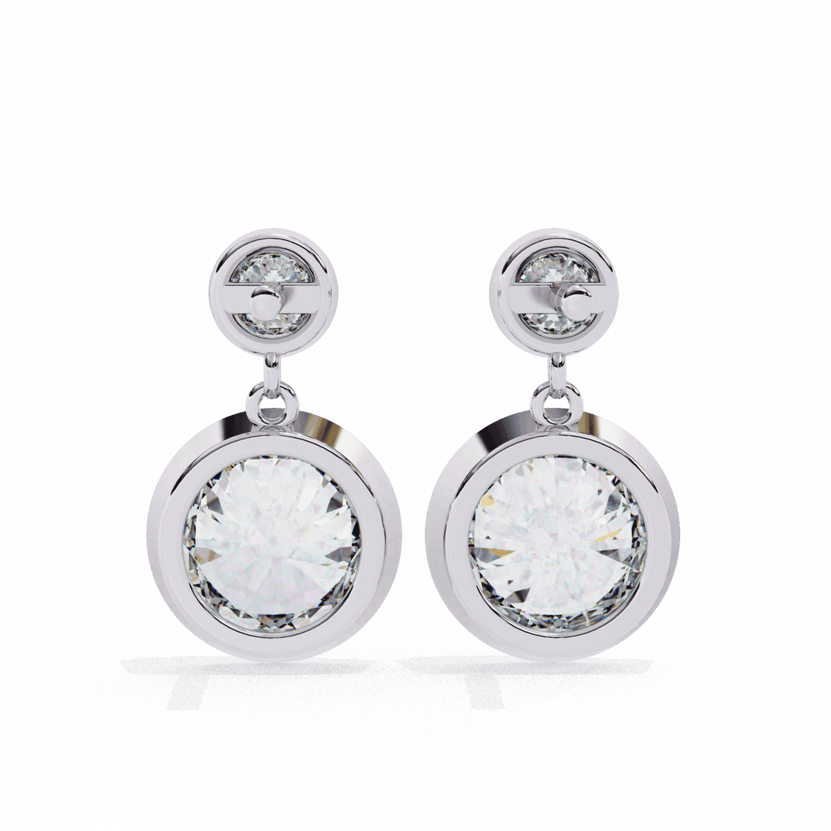 1.75 Carat Twin Round Drop Earrings in Moissanite | House of Estara