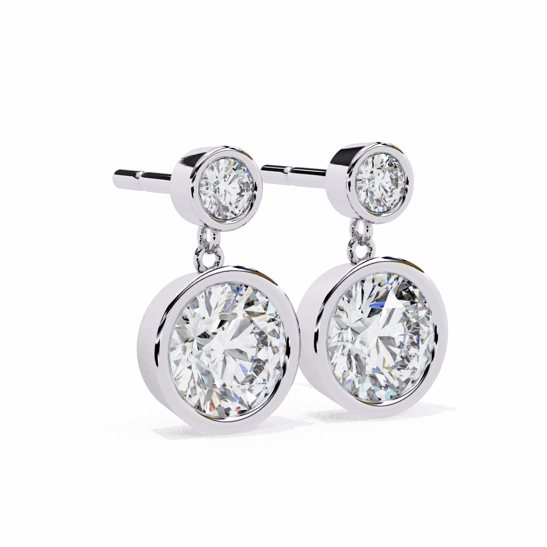1.75 Carat Twin Round Drop Earrings in Moissanite | House of Estara