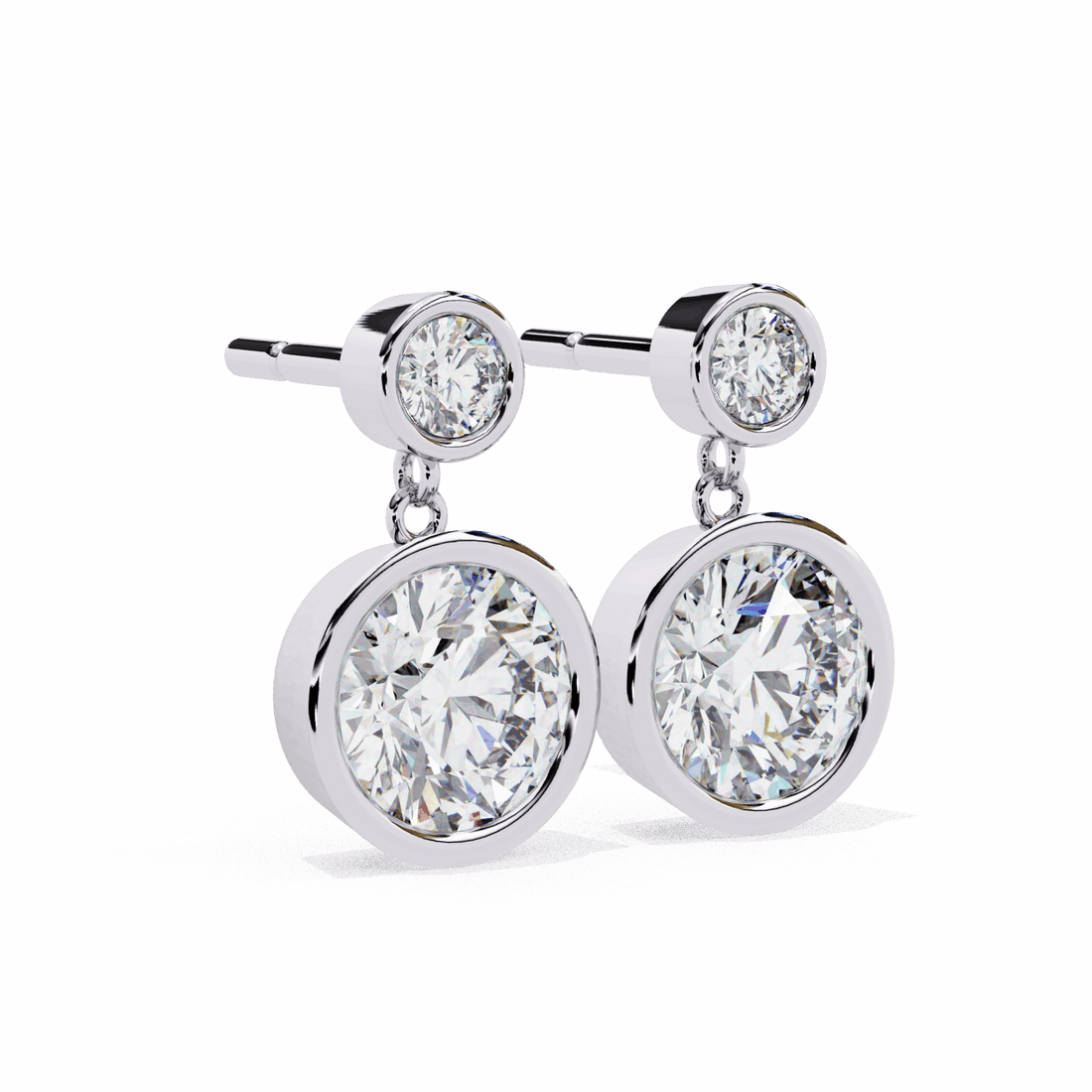 1.75 Carat Twin Round Drop Earrings in Moissanite | House of Estara