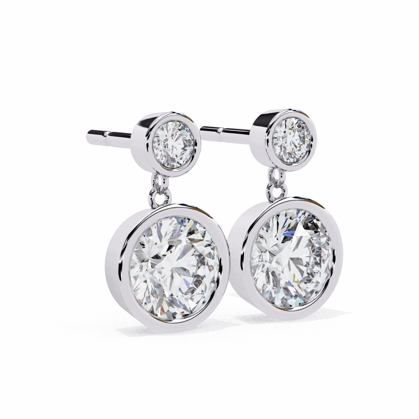 1.75 Carat Twin Round Drop Earrings in Moissanite | House of Estara