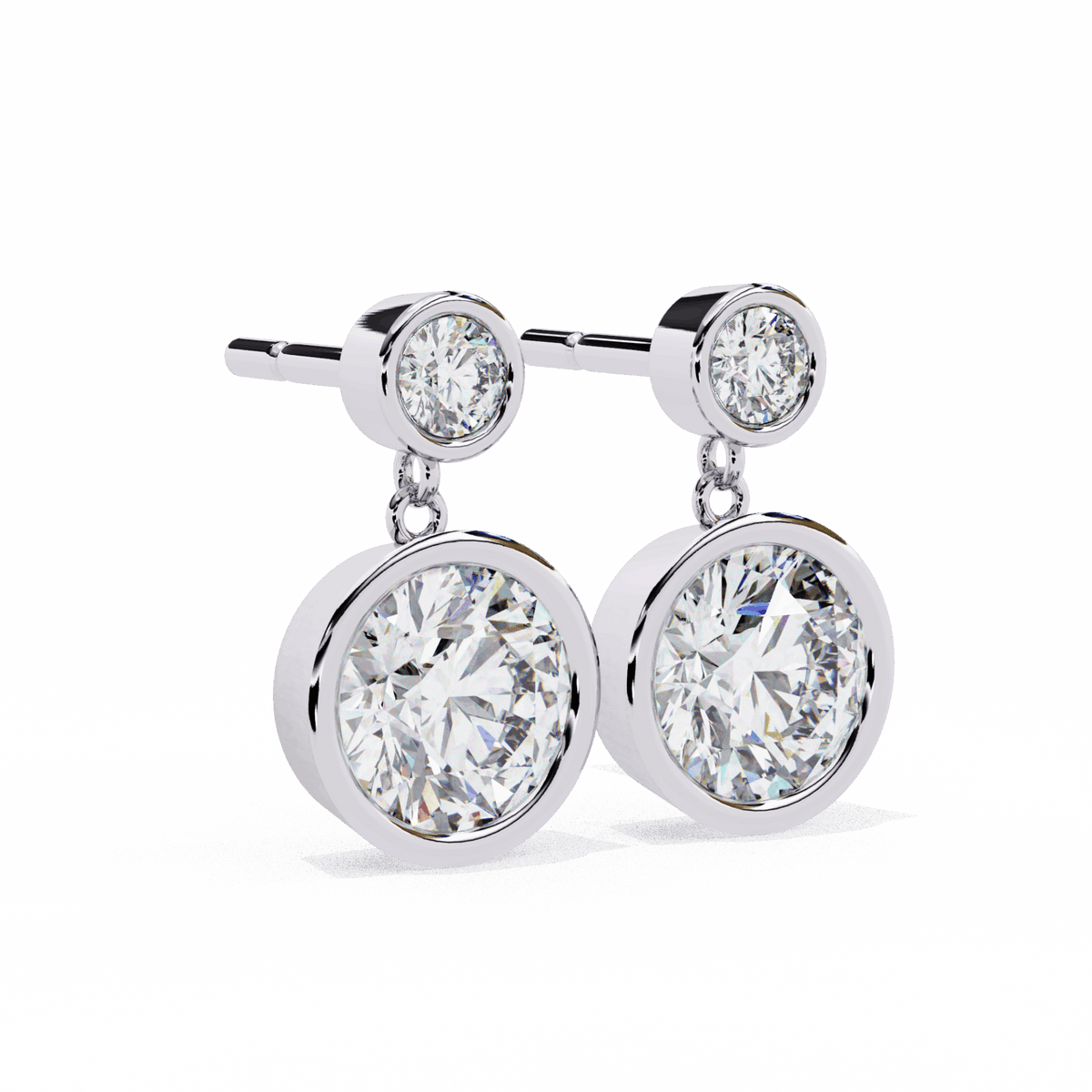 1.75 Carat Twin Round Drop Earrings in Moissanite | House of Estara