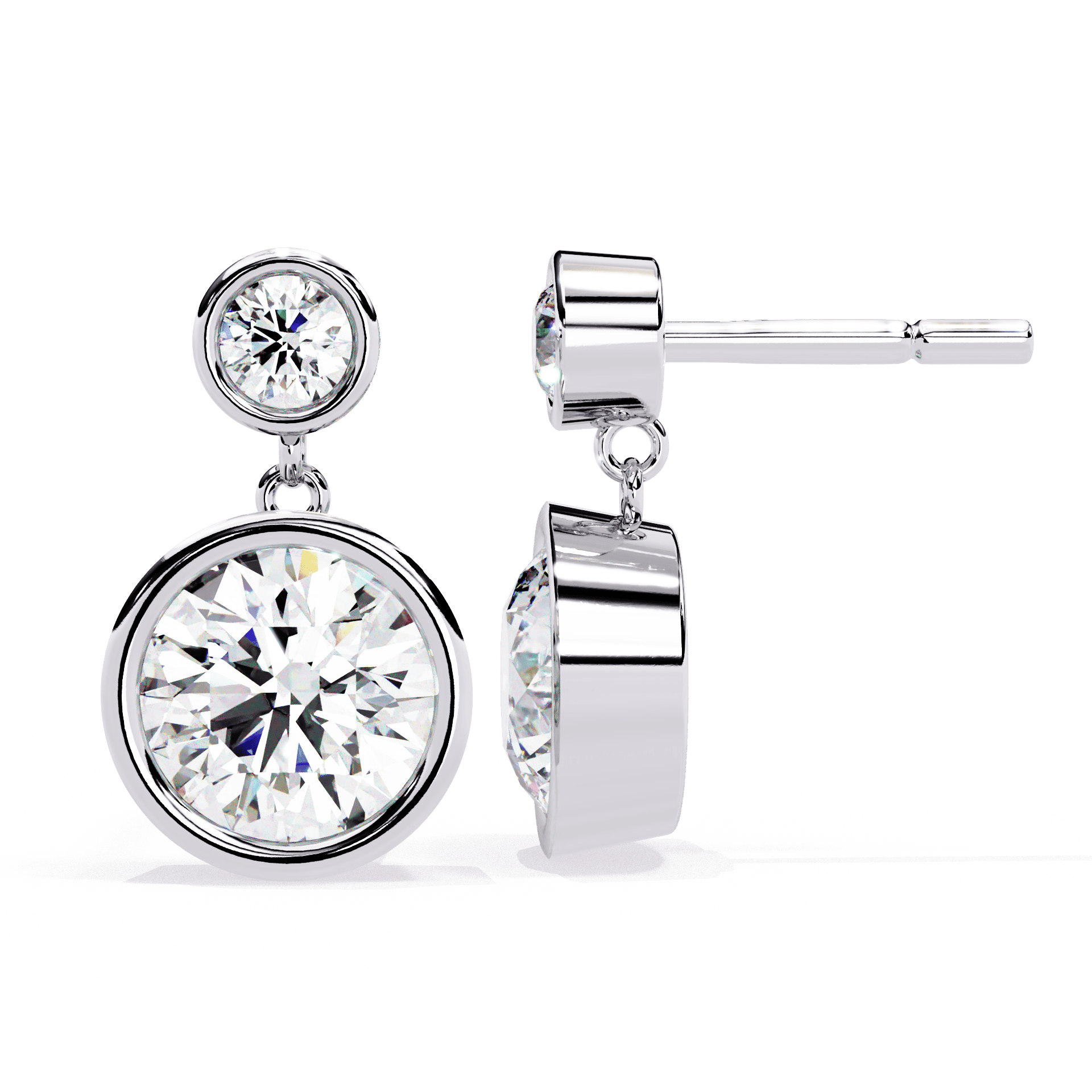 1.75 Carat Twin Round Drop Earrings in Moissanite | House of Estara