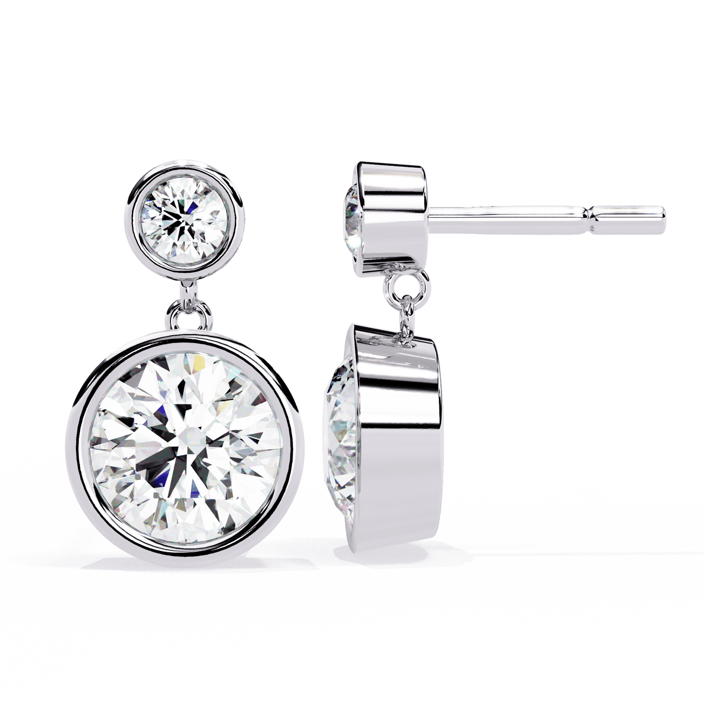 1.75 Carat Twin Round Drop Earrings in Moissanite | House of Estara