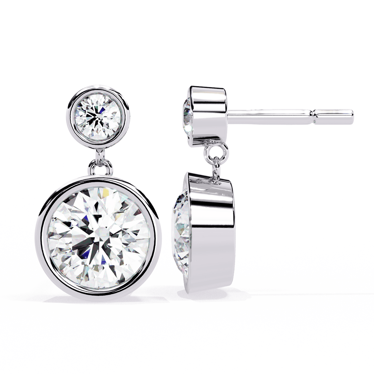 1.75 Carat Twin Round Drop Earrings in Moissanite | House of Estara