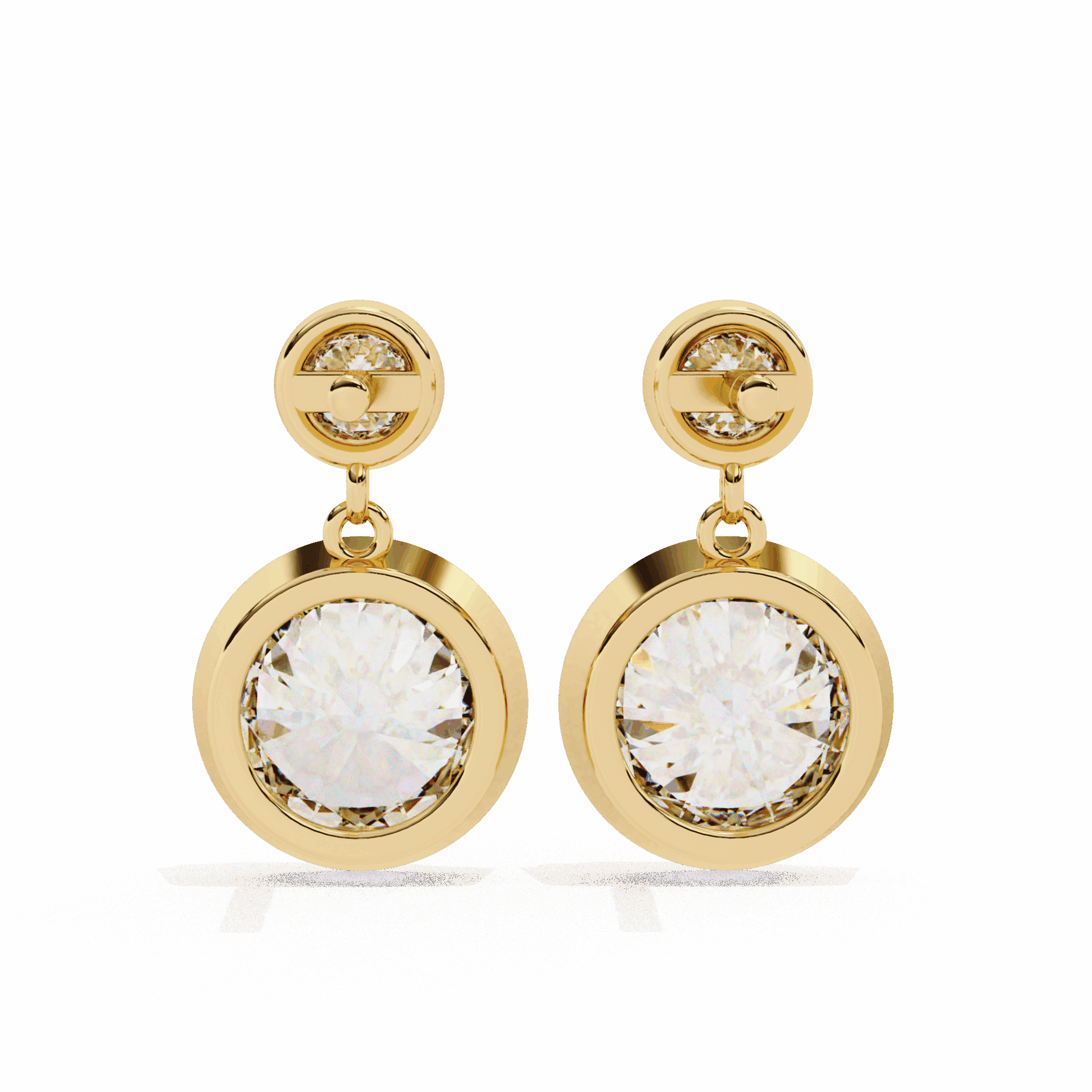 1.75 Carat Twin Round Drop Earrings in Moissanite | House of Estara