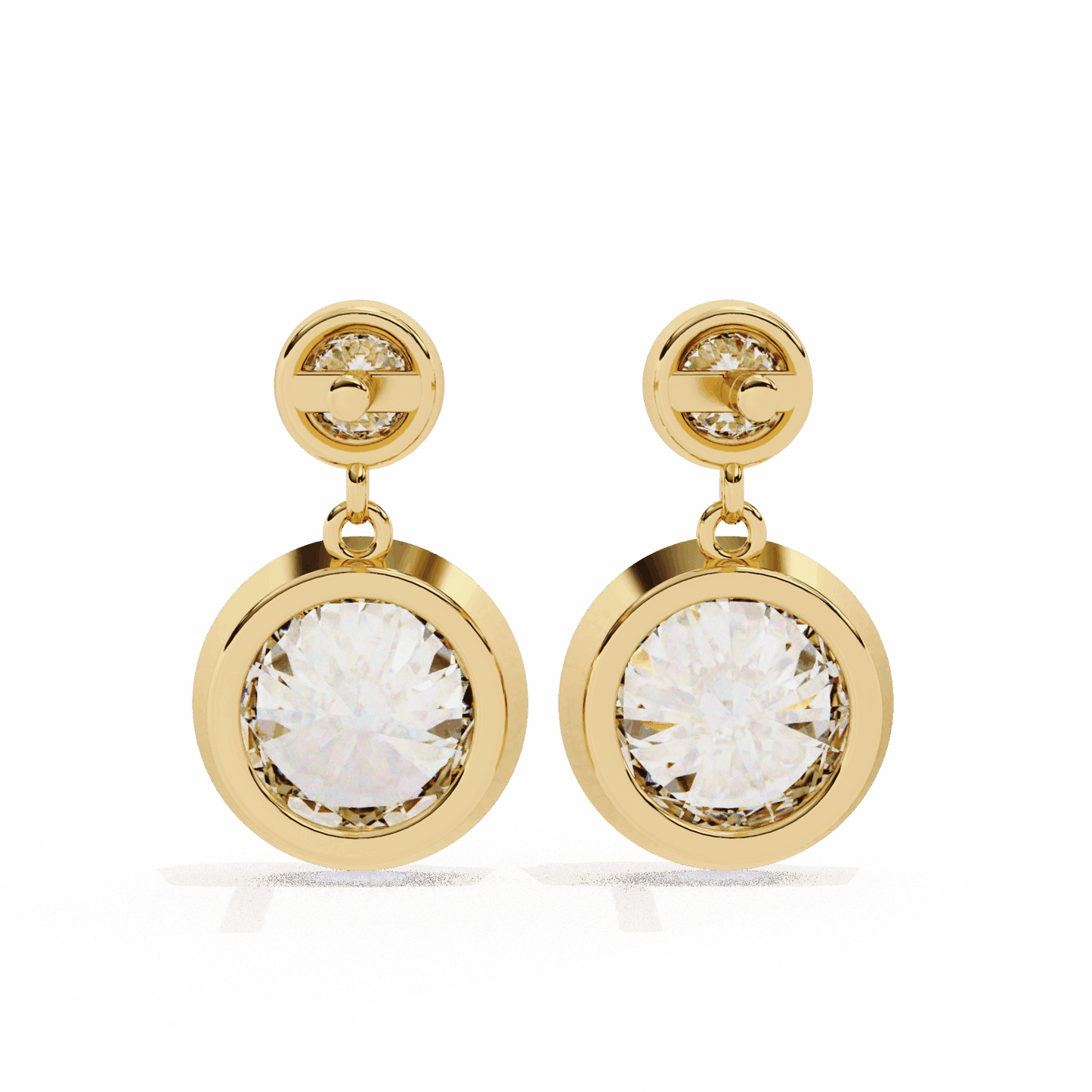 1.75 Carat Twin Round Drop Earrings in Moissanite | House of Estara