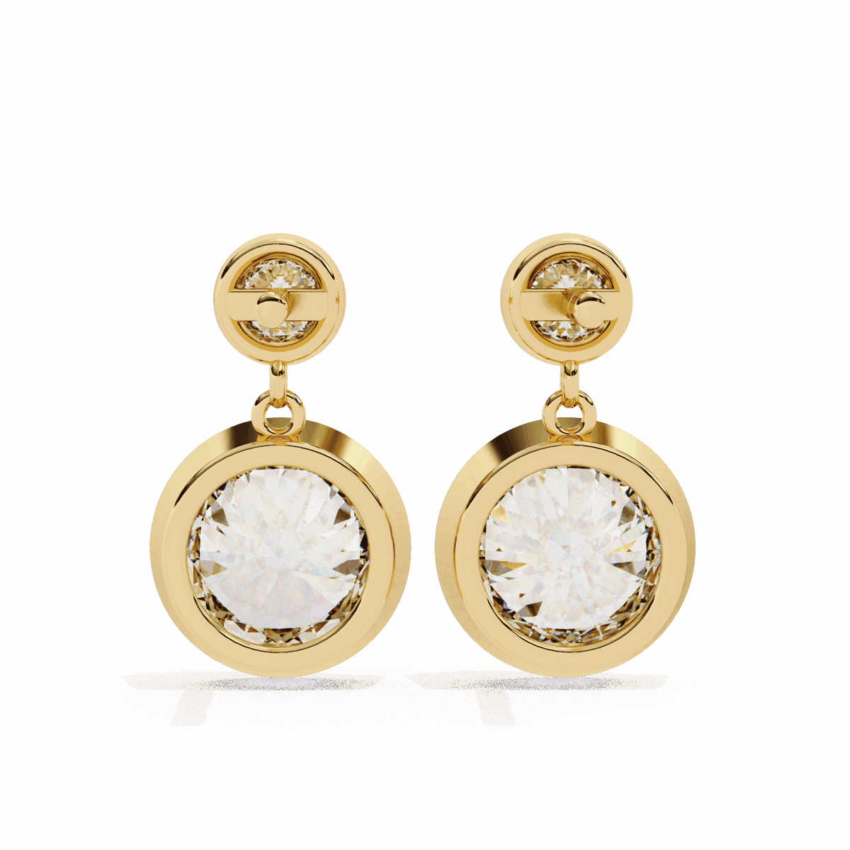 1.75 Carat Twin Round Drop Earrings in Moissanite | House of Estara