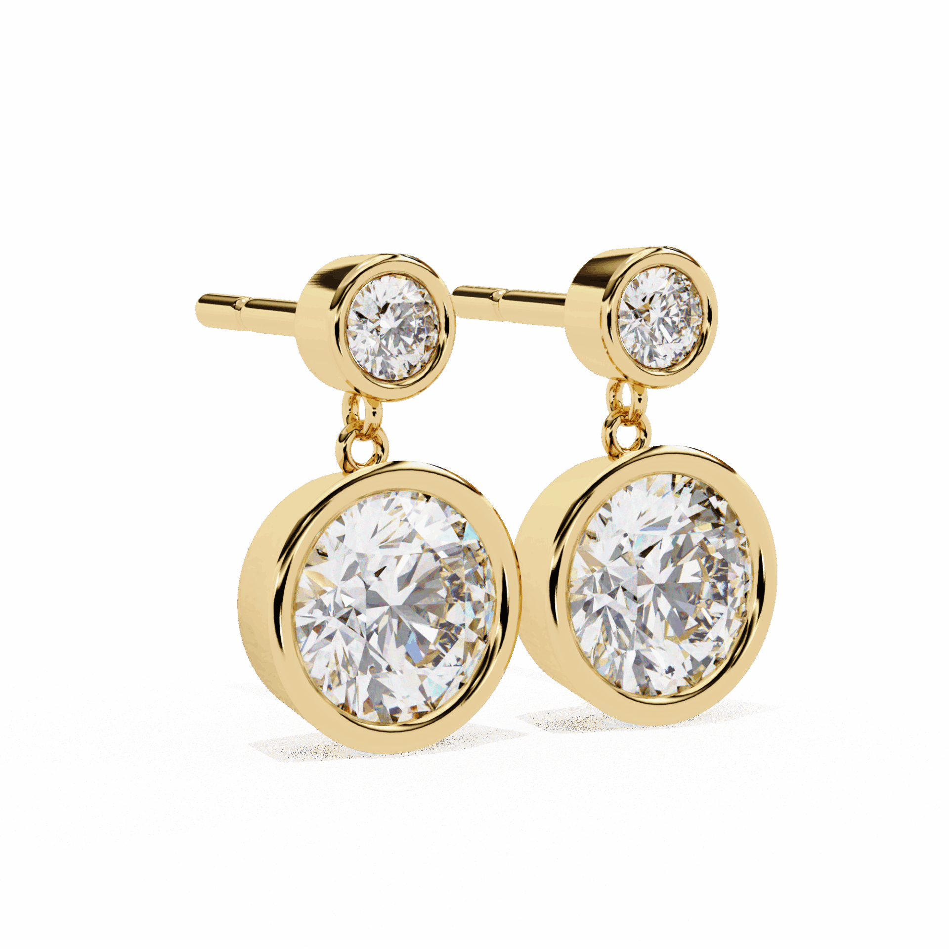 1.75 Carat Twin Round Drop Earrings in Moissanite | House of Estara