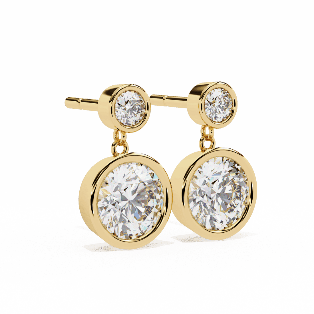1.75 Carat Twin Round Drop Earrings in Moissanite | House of Estara