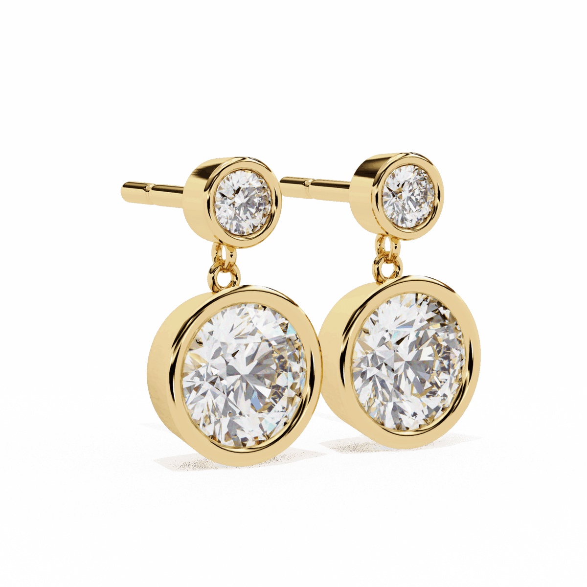 1.75 Carat Twin Round Drop Earrings in Moissanite | House of Estara