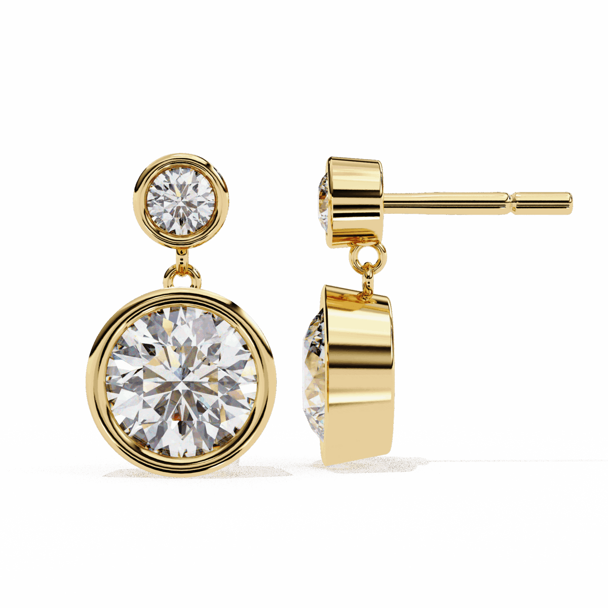 1.75 Carat Twin Round Drop Earrings in Moissanite | House of Estara