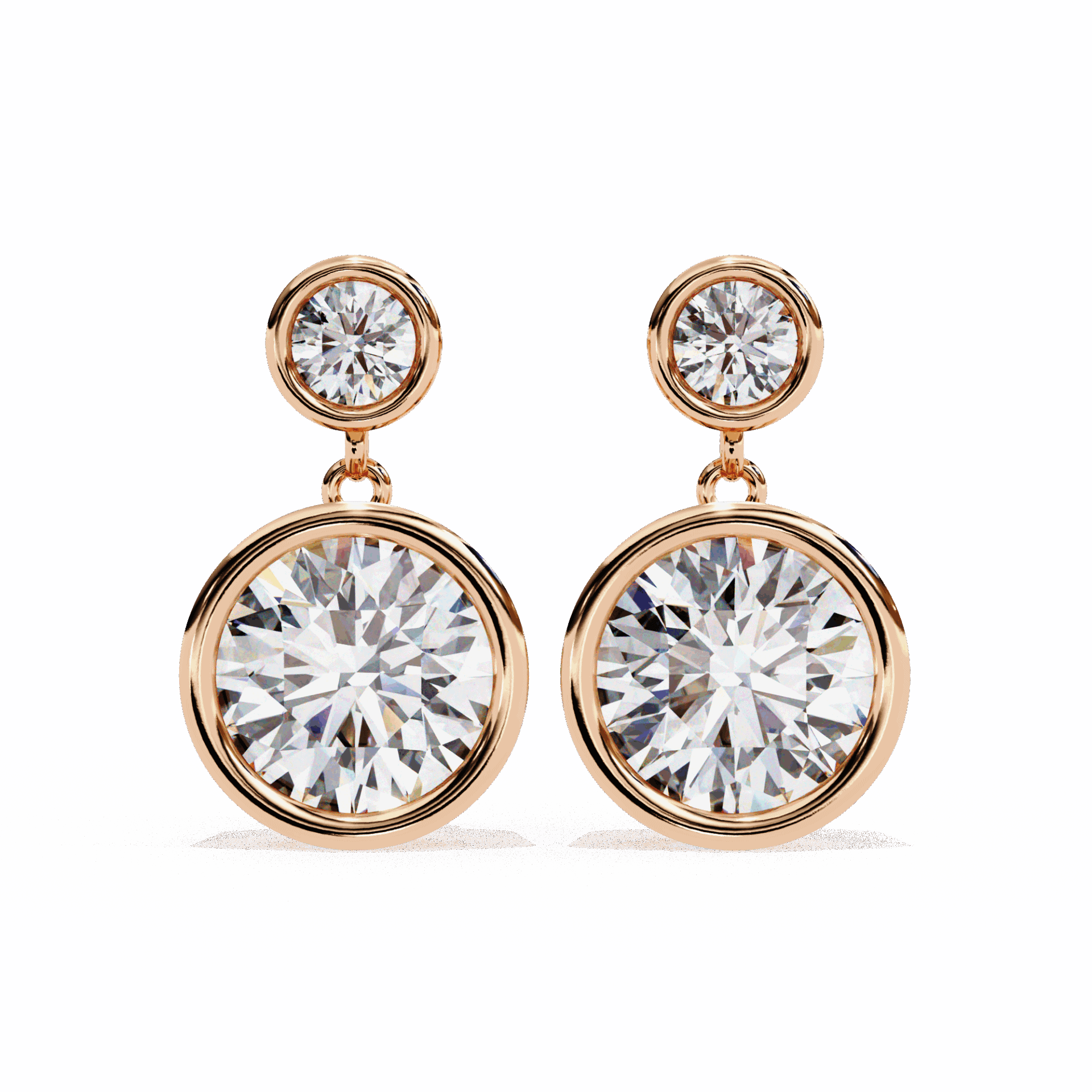 1.75 Carat Twin Round Drop Earrings in Moissanite | House of Estara