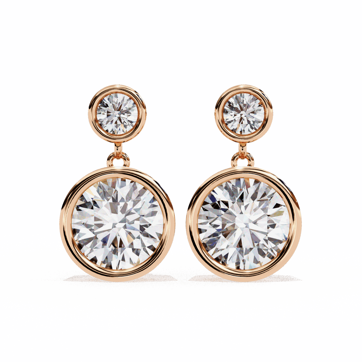 1.75 Carat Twin Round Drop Earrings in Moissanite | House of Estara