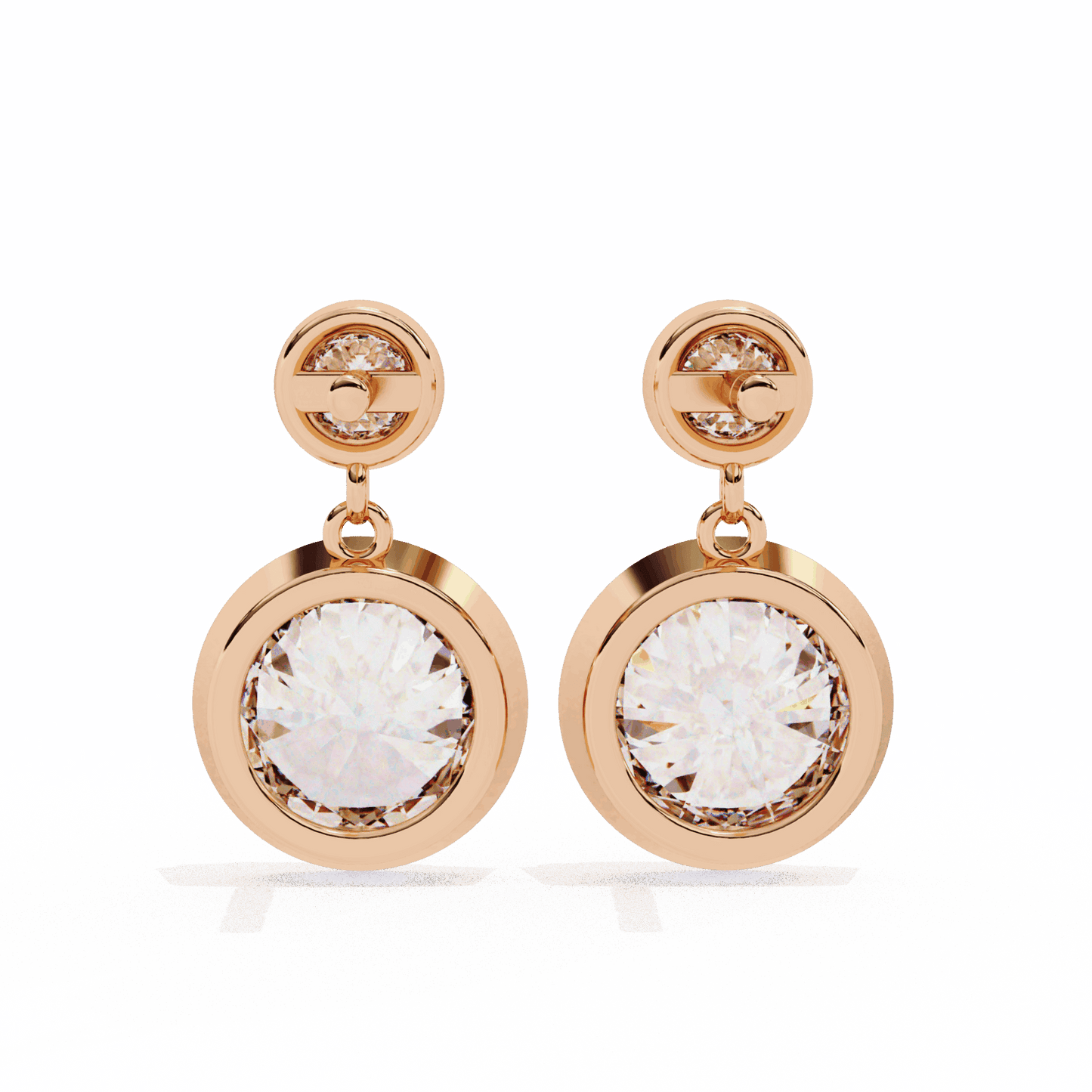 1.75 Carat Twin Round Drop Earrings in Moissanite | House of Estara