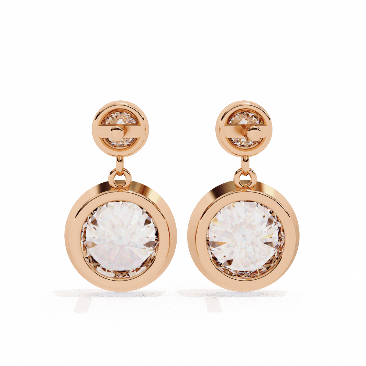 1.75 Carat Twin Round Drop Earrings in Moissanite | House of Estara