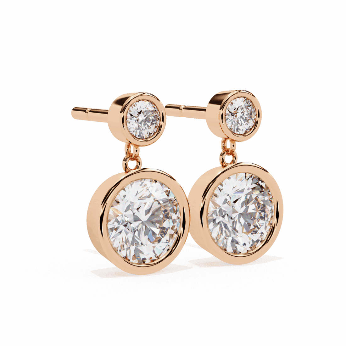 1.75 Carat Twin Round Drop Earrings in Moissanite | House of Estara