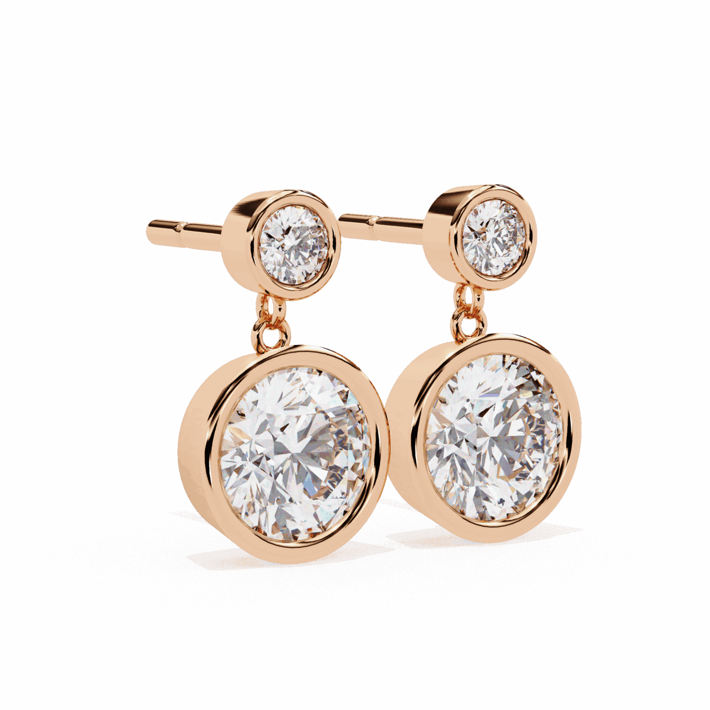 1.75 Carat Twin Round Drop Earrings in Moissanite | House of Estara