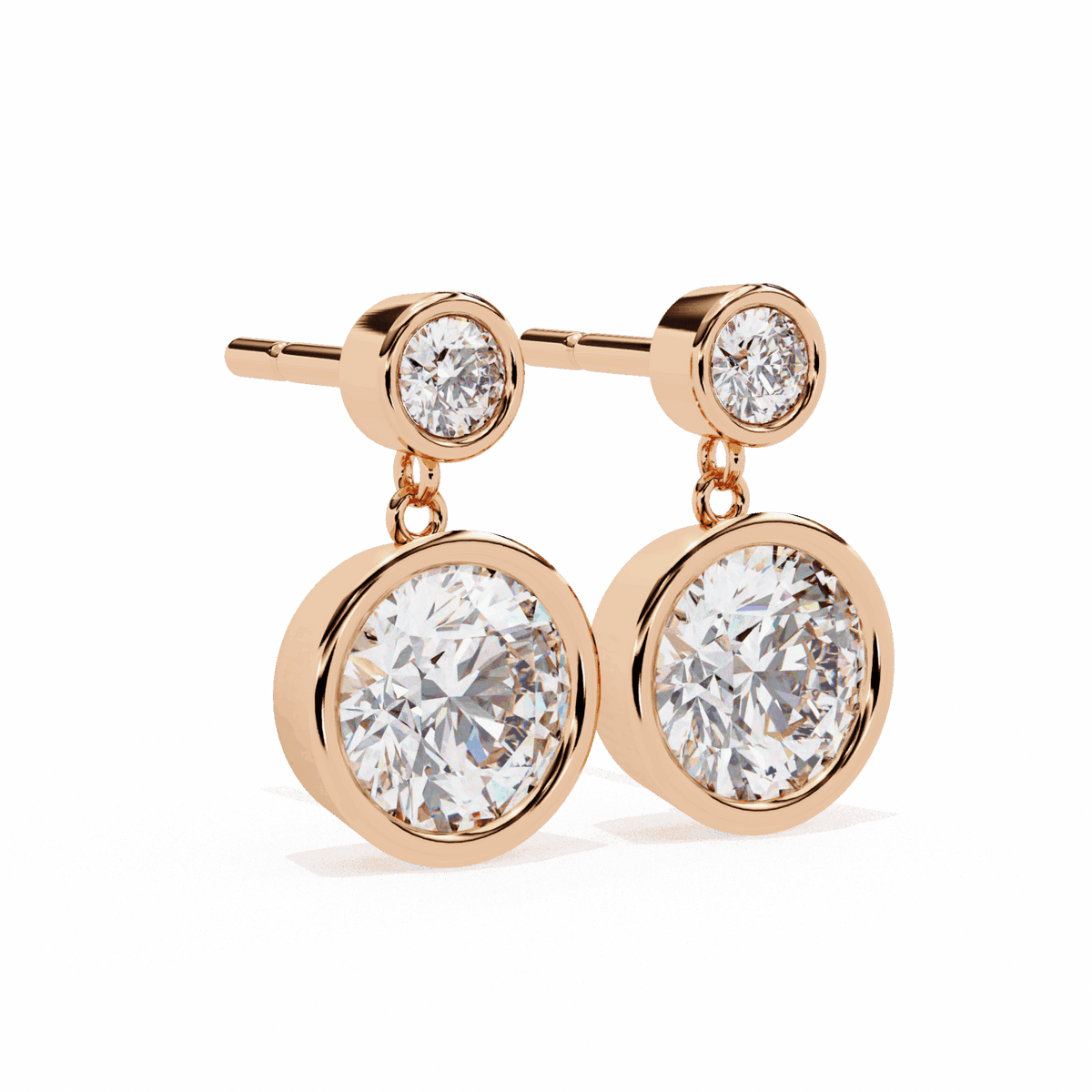 1.75 Carat Twin Round Drop Earrings in Moissanite | House of Estara