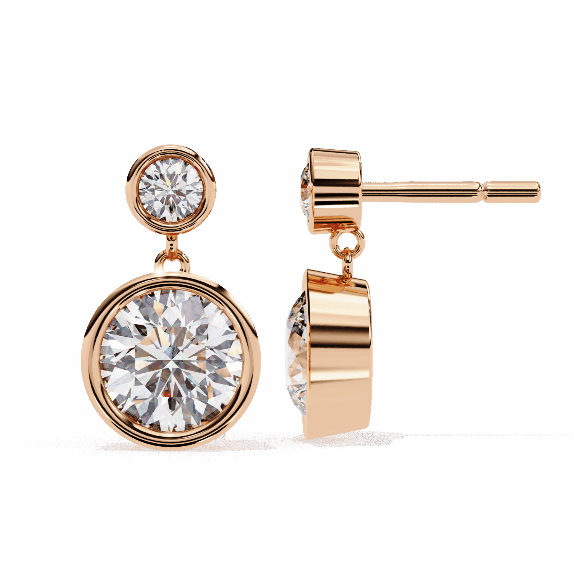 1.75 Carat Twin Round Drop Earrings in Moissanite | House of Estara