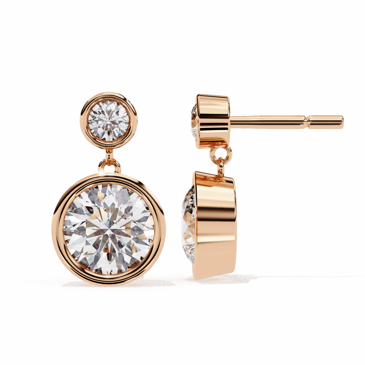 1.75 Carat Twin Round Drop Earrings in Moissanite | House of Estara