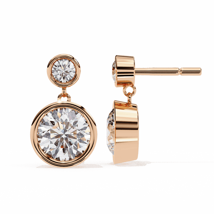 1.75 Carat Twin Round Drop Earrings in Moissanite | House of Estara